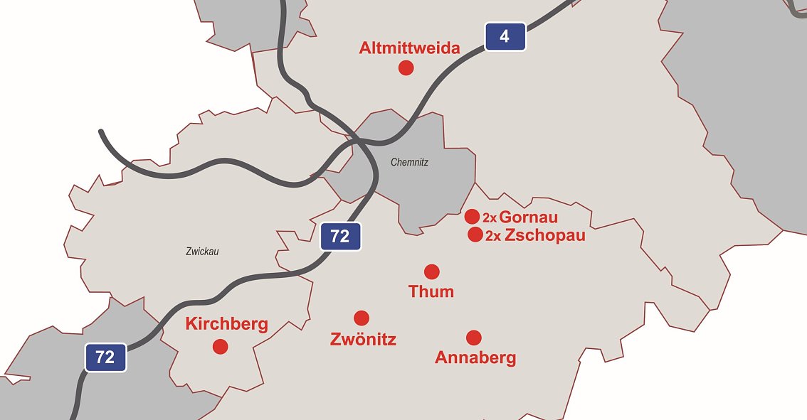 &Uuml;bersicht Standorte der RATIO MOBIL Gruppe (Foto: Ratio Mobil)